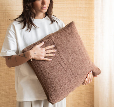100% Feather Cushion Alpha Mocha Linen - Things I Like Things I Love