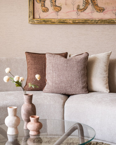 100% Feather Cushion Alpha Taupe Linen - Things I Like Things I Love