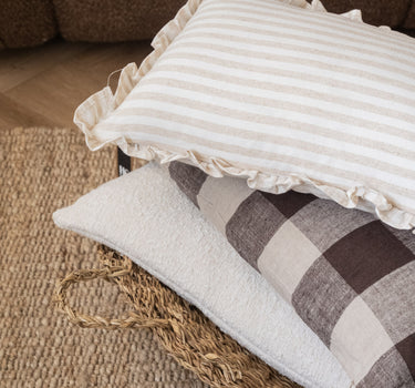 Kussen Ruffle Stripe Beige