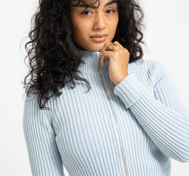 TILTIL Pixie Contrast Zipper Cardigan Light Blue