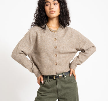 Aware Osterbro O-Neck Knit Cardigan Natural Melange