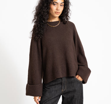 Aware Novah O-Neck Knit Pullover Chocolate Torte