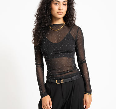 TILTIL Vere Sparkle Mesh Longsleeve Black