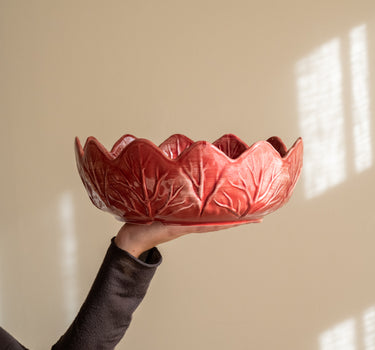 Handbeschilderde Saladeschaal Slablad Bordeaux