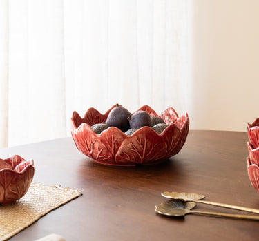 Handbeschilderde Saladeschaal Slablad Bordeaux