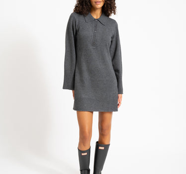 Aware Dianna Polo Mini Strickkleid Dunkelgrau Melange