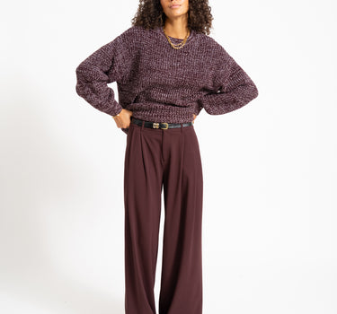 Sascha O-Neck Knit Fig Romance Rose