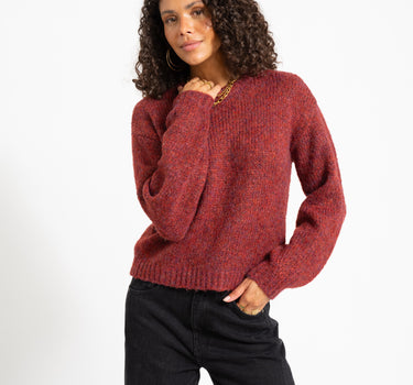 Beany O-Neck Strickpullover Rhabarber