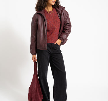Beany O-Neck Strickpullover Rhabarber