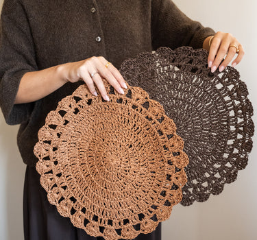 Placemat Filippa Round Brown / Dusty Pink