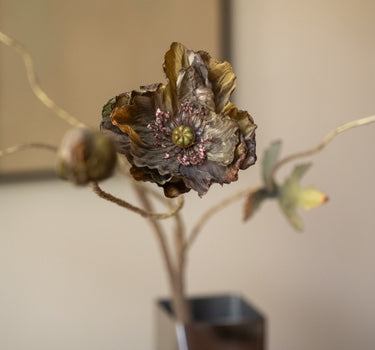 Bloomingville - Kunstblumen-Mohnstamm, braun