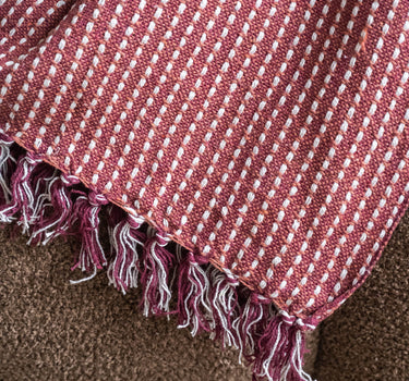 Luca Fringed Throw Bordeaux