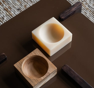 HKLIVING Deco Schaal Cube Pop Beige / Hout