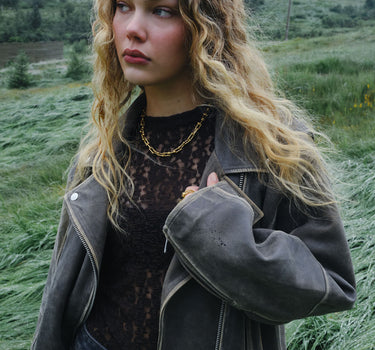 TILTIL Pleated Tara Lace Longsleeve Bruin