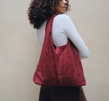TILTIL Slouchy Faux Suede Bag Bordeaux