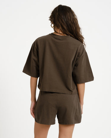 Alani Boxy Cropped Top Chocolate Brown - Things I Like Things I Love