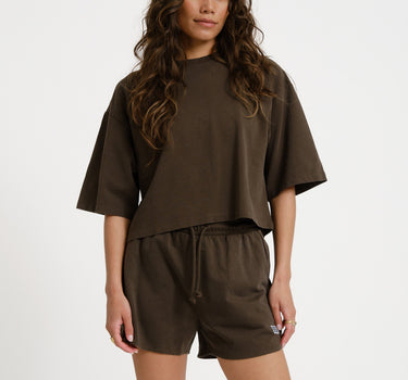 Alani Boxy Cropped Top Chocolate Brown - Things I Like Things I Love