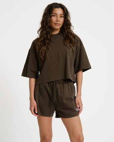 Alani Boxy Cropped Top Chocolate Brown - Things I Like Things I Love