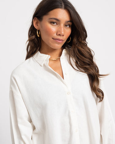 Almira Linen Blend Shirt Wit - Things I Like Things I Love