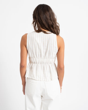 Almira Linen Blend Tie Top White - Things I Like Things I Love