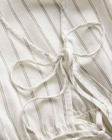 Almira Linen Blend Tie Top White - Things I Like Things I Love