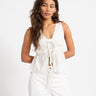 Almira Linen Blend Tie Top White - Things I Like Things I Love