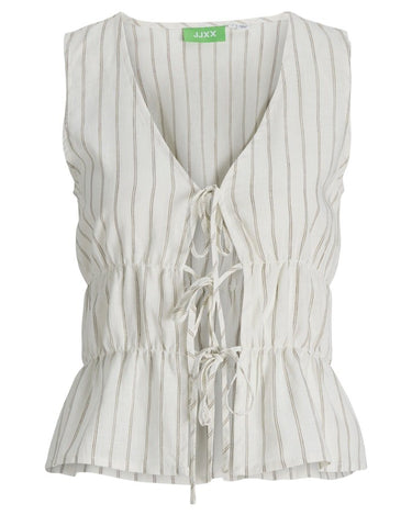 Almira Linen Blend Tie Top White - Things I Like Things I Love