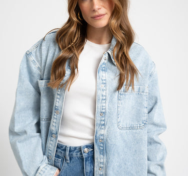 Alva Denim Shacket Light Blue - Things I Like Things I Love