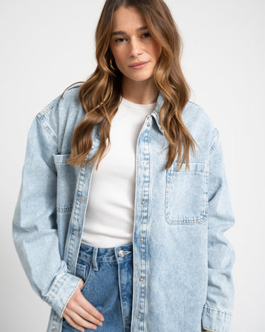 Alva Denim Shacket Light Blue - Things I Like Things I Love