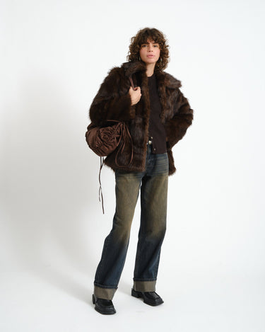 Aria Fur Jacket Chocolate Bruin - Things I Like Things I Love