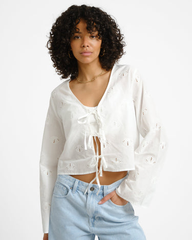 Ashley Tie V - Neck Shirt Sea Shells - Things I Like Things I Love