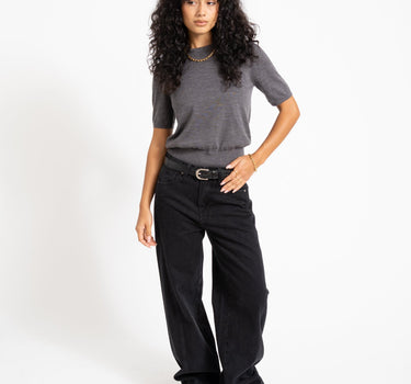 Aware Cara O-Neck Wool Knit Top Dark Grey Melange - Things I Like Things I Love