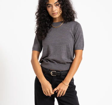 Aware Cara O-Neck Wool Knit Top Dark Grey Melange - Things I Like Things I Love