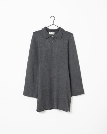 Aware Dianna Polo Mini Knit Dress Dark Grey Melange - Things I Like Things I Love