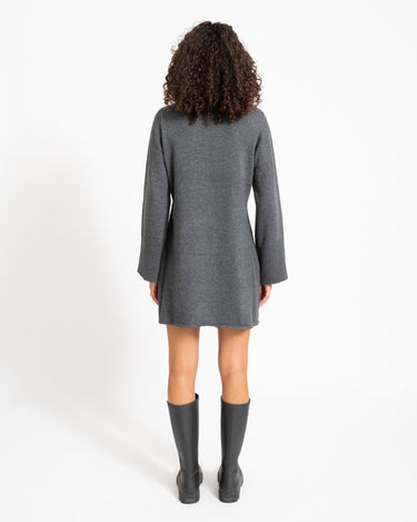 Aware Dianna Polo Mini Knit Dress Dark Grey Melange - Things I Like Things I Love