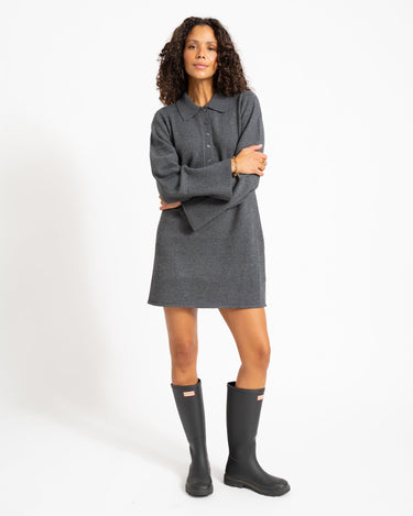 Aware Dianna Polo Mini Knit Dress Dark Grey Melange - Things I Like Things I Love