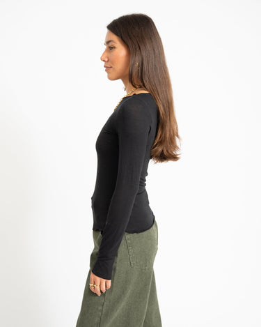 Aware Glesha Boatneck Top Black - Things I Like Things I Love