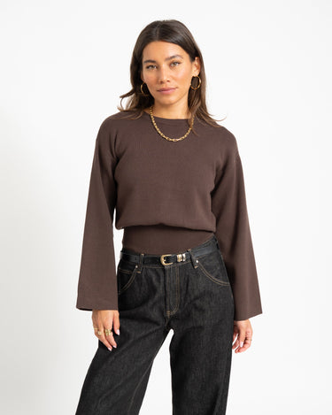 Aware Hanna Crew Neck Knit Pullover Chocolate Torte - Things I Like Things I Love