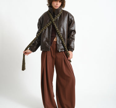 Aware Hanna Zip Rib Knit Cardigan Chocolate Plum - Things I Like Things I Love