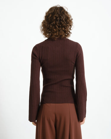Aware Hanna Zip Rib Knit Cardigan Chocolate Plum - Things I Like Things I Love