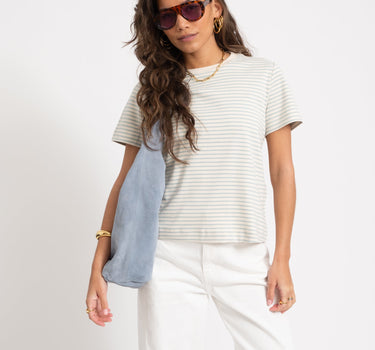 Aware Jada Naima O - Neck T-Shirt Birch/Gray Mist - Things I Like Things I Love