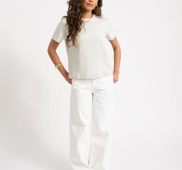 Aware Jada Naima O - Neck T-Shirt Birch/Gray Mist - Things I Like Things I Love