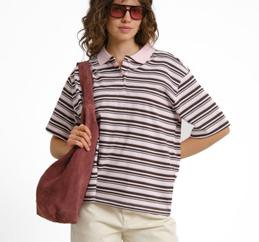 Aware Maren Polo Top Parfait Pink Chocolate Brown - Things I Like Things I Love