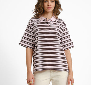 Aware Maren Polo Top Parfait Pink Chocolate Brown - Things I Like Things I Love