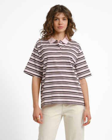 Aware Maren Polo Top Parfait Pink Chocolate Brown - Things I Like Things I Love