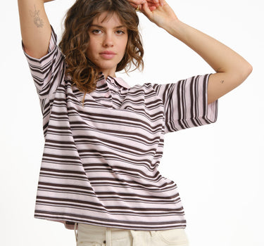 Aware Maren Polo Top Parfait Pink Chocolate Brown - Things I Like Things I Love