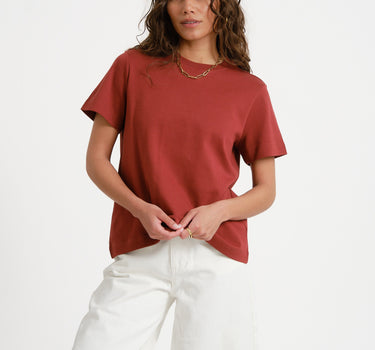 Aware Naima O - Neck T-Shirt Russet Brown - Things I Like Things I Love
