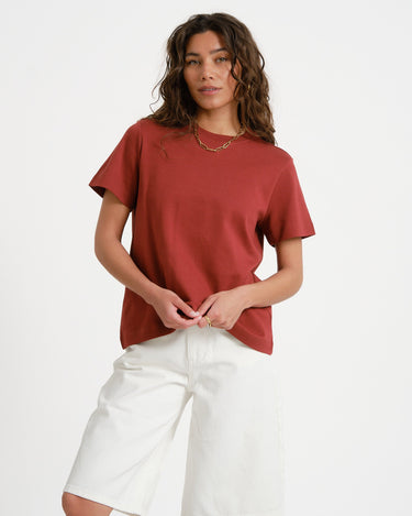 Aware Naima O - Neck T-Shirt Russet Brown - Things I Like Things I Love