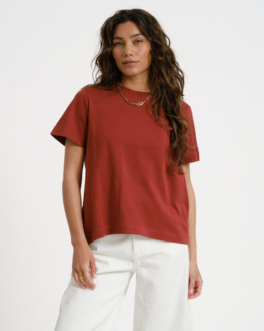 Aware Naima O - Neck T-Shirt Russet Brown - Things I Like Things I Love