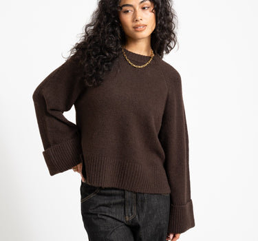 Aware Novah O-Neck Knit Pullover Chocolate Torte - Things I Like Things I Love